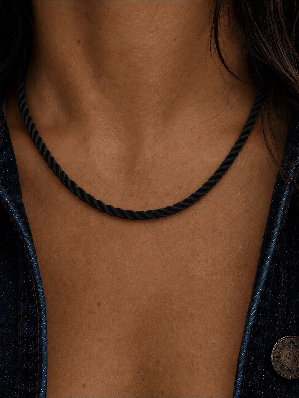 Revolve x Adina Eden Colored Twisted Cotton Rope Necklace in Black